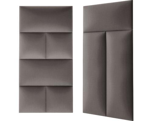 Twee gestoffeerde wandpanelen met een rechthoekig ontwerp