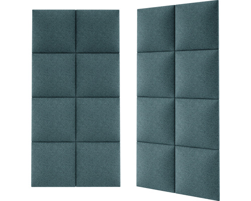 Twee geluidsabsorberende wandpanelen met vierkant patroon