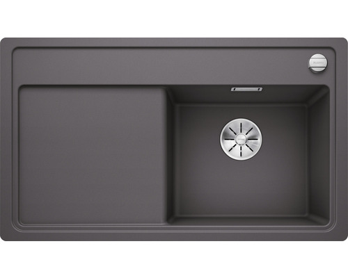 Donkergrijze gootsteen met afdruiprek