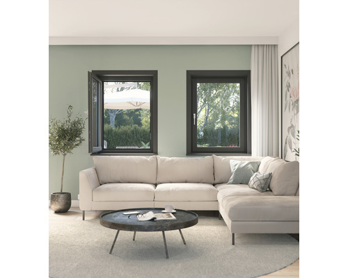 Woonkamer met bank en ramen