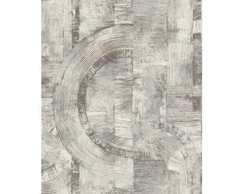 RASCH Vliesbehang 554779 Composition geometrisch grijs Behang met geometrisch patroon van cirkels en lijnen