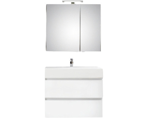 PELIPAL Badkamermeubelset Torino met spiegel en wastafel 82 cm wit hoogglans Badkamerset met wastafelonderkast, wastafel en spiegelkast