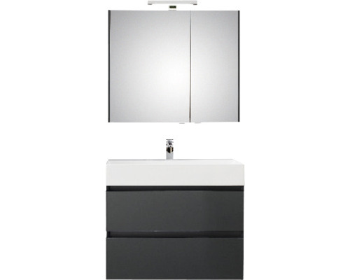 SUNLINE Badkamermeubelset Torino 82 cm incl. spiegelkast met verlichting zwart mat