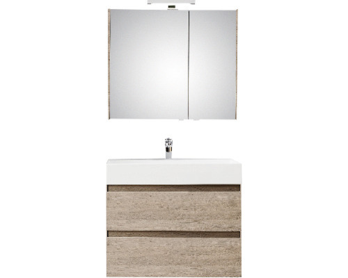 PELIPAL Badkamermeubelset Torino met spiegelkast en wastafel 82 cm eiken Wastafelcombinatie met spiegelkast voor de badkamer