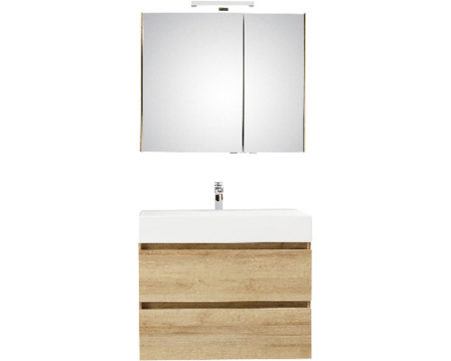 PELIPAL Badkamermeubelset Torino met spiegelkast en wastafel 82 cm eiken Badkamermeubelset met wastafelonderkast, wastafel en spiegelkast