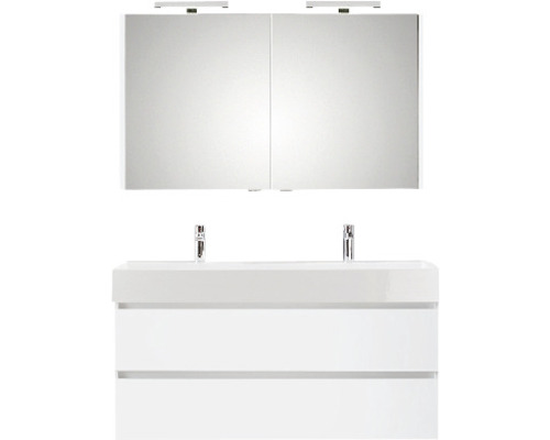 SUNLINE Badkamermeubelset Torino 122 cm incl. spiegelkast met verlichting wit hoogglans
