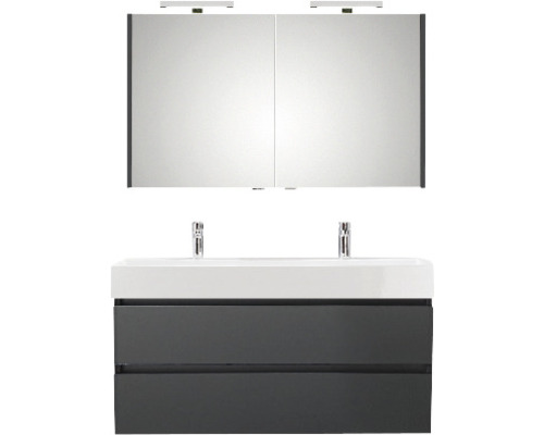 PELIPAL Badkamermeubelset Torino met spiegelkast en wastafel 122 cm zwart mat Badkamermeubelset met spiegelkast en wastafelonderkast
