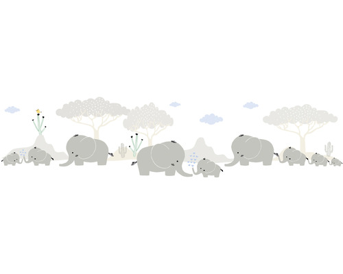 A.S. CRÉATION Behangrand zelfklevend 40374-7 Only Borders olifanten wit/grijs 5 m x 15 cm