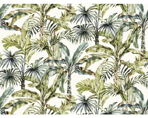RASCH Fotobehang vlies 485851 Florentine III jungle wit 400x300 cm Behang met tropisch palmenpatroon