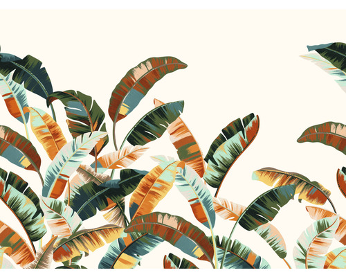 RASCH Fotobehang vlies 485943 Florentine III jungle rood 400x300 cm Illustratie van bananenbladeren