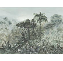 Wandafbeelding met jungle motief en tropische planten
