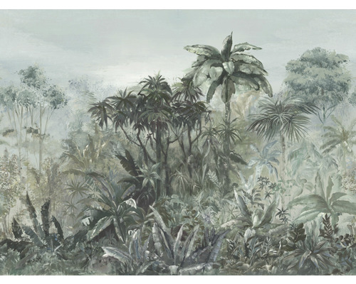 RASCH Fotobehang vlies 486049 Florentine III jungle grijs 400x300 cm Wandafbeelding met jungle motief en tropische planten
