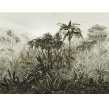 Behang met jungle motief met bomen en planten