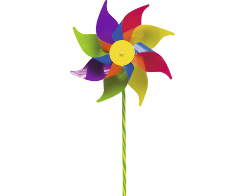 Kleurrijke windmolen met gele knop in het midden