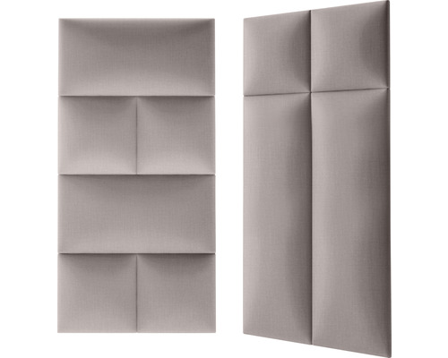 Twee gestoffeerde wandpanelen in verschillende designs