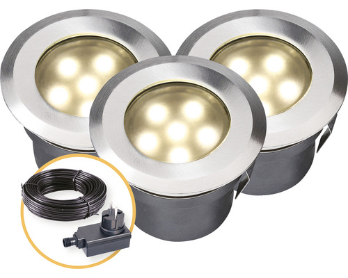 SEASONLIGHTS LED Grondinbouwspot set Ø 70 mm RVS, 3 stuks