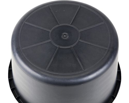 Onderkant van een zwarte plantenbak