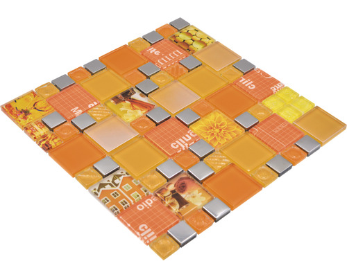 Vierkant mozaïektegelpatroon van glas en metaal