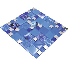 Mozaïektegel glas XCM MC549 zilver/blauw 29,8x29,8 cm-thumb-4