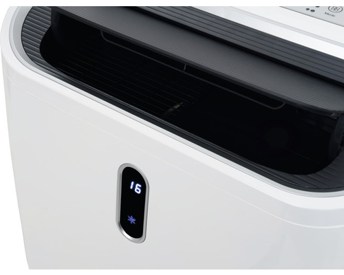 Detailopname van een mobiele airconditioner met digitale temperatuurweergave