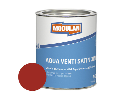 MODULAN 6220 Aqua Venti Satin 3-in-1 zijdeglans lak vuurrood RAL 3000 750 ml