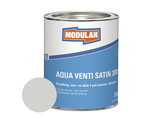 MODULAN 6220 Aqua Venti Satin 3-in-1 zijdeglans lak lichtgrijs RAL 7035 750 ml