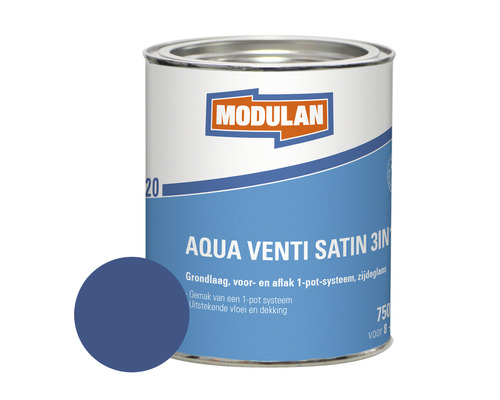 MODULAN 6220 Aqua Venti Satin 3-in-1 zijdeglans lak gentiaanblauw RAL 5010 750 ml