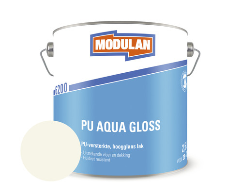 MODULAN 6200 PU Aqua Gloss hoogglans lak zuiver wit RAL 9010 2,5 l