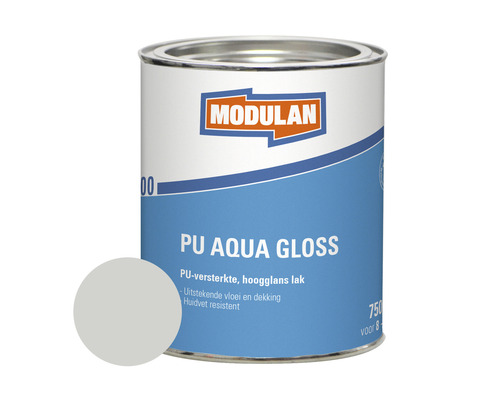 MODULAN 6200 PU Aqua Gloss hoogglans lak lichtgrijs RAL 7035 750 ml Modulan PU Aqua Gloss lakblik 750 ml