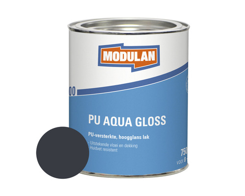 MODULAN 6200 PU Aqua Gloss hoogglans lak antraciet RAL 7016 750 ml Modulan PU Aqua Gloss lakblik