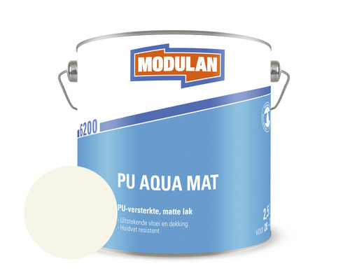 MODULAN 6200 PU Aqua Mat matte lak zuiver wit RAL 9010 2,5 l