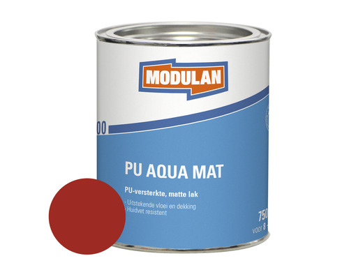 MODULAN 6200 PU Aqua Mat matte lak vuurrood RAL 3000 750 ml Modulan PU Aqua matte lak 750 ml blik