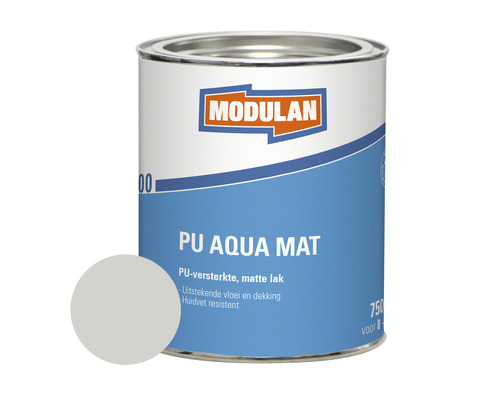 MODULAN 6200 PU Aqua Mat matte lak lichtgrijs RAL 7035 750 ml Modulan PU Aqua matte lak in blik