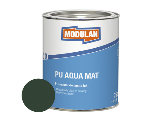 MODULAN 6200 PU Aqua Mat matte lak mosgroen RAL 6005 750 ml Modulan PU Aqua Mat lakblik