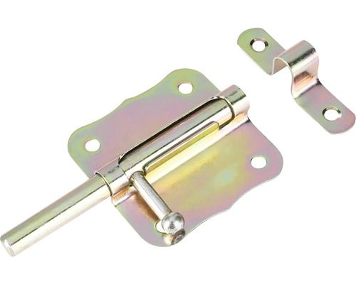 Gele metalen schuifgrendel met tegenstuk voor montage