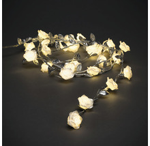 Decoratieve lichtslinger met rozen en zilverkleurige bladeren