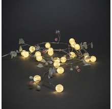 Decoratieve lichtslinger met bladeren en ronde lampen