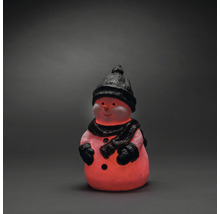 Decoratieve sneeuwpop met muts en sjaal als sfeervolle kerstverlichting
