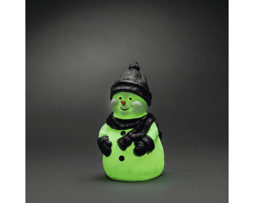 Lichtgevende sneeuwpop met muts en sjaal als decoratie