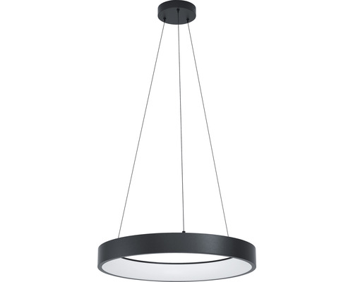 Zwarte ringvormige hanglamp met ophanging