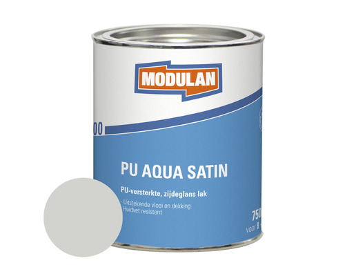 MODULAN 6200 PU Aqua Satin zijdeglans lak lichtgrijs RAL 7035 750 ml Modulan PU Aqua Satin lakblik, 750 ml