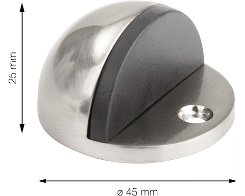 Deurstopper van roestvrij staal, diameter 45 millimeter