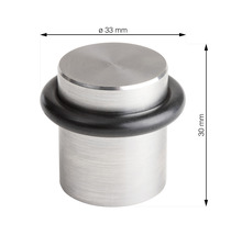 Metalen deurstopper met rubberen ring, diameter 33 millimeter, hoogte 30 millimeter