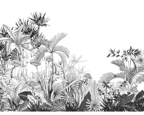 RASCH Fotobehang vlies 688153 Tropical House jungle zwart/wit 400x300 cm
