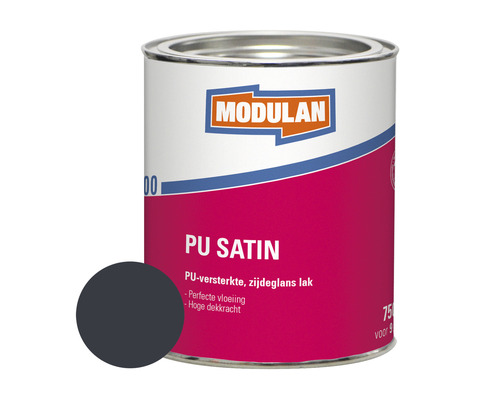 MODULAN 6100 PU Satin zijdeglans lak antraciet RAL 7016 750 ml Modulan PU Satijnlak blik met kleurvoorbeeld