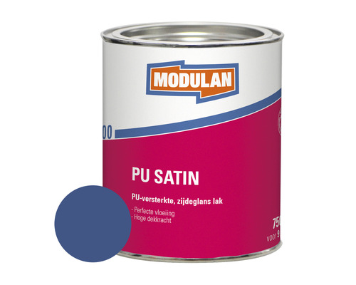 MODULAN 6100 PU Satin zijdeglans lak gentiaanblauw RAL 5010 750 ml Modulan PU satijnen lak blik