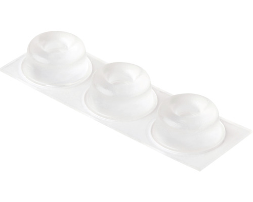 Drie transparante meubelbuffers op een plastic kaart