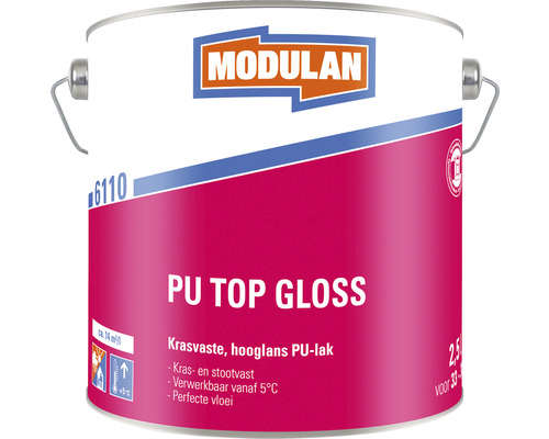 Modulan PU Top Gloss lak in een 2,5 liter blik