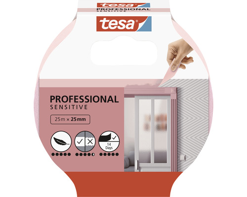 TESA Professional Sensitive schilderstape roze 25 m x 25 mm Tesa Professional Sensitive schilderstape, 25 meter bij 25 millimeter