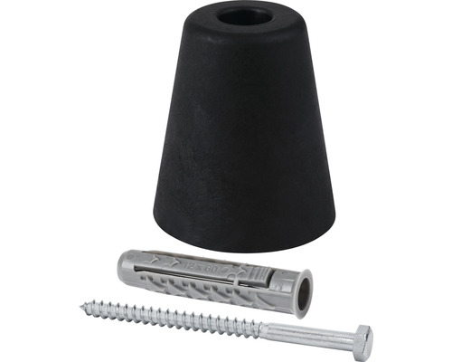 Deurstopper van rubber met plug en schroef